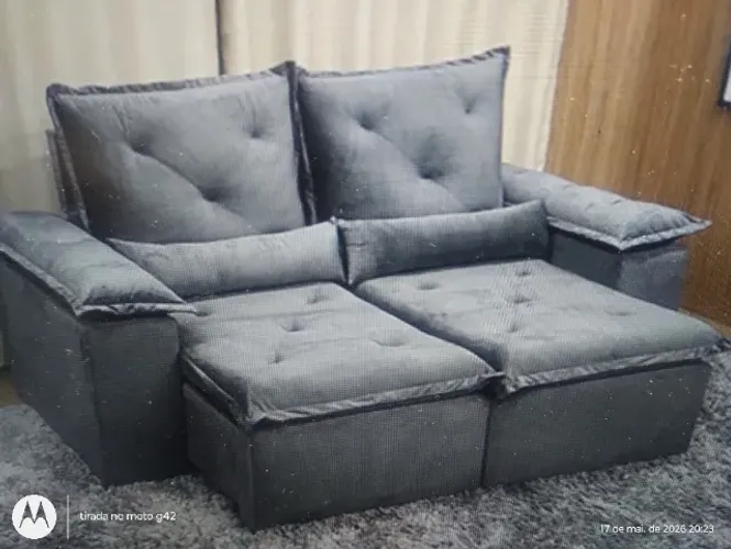 Sofa retratil e reclinavel 2 metros, cinza