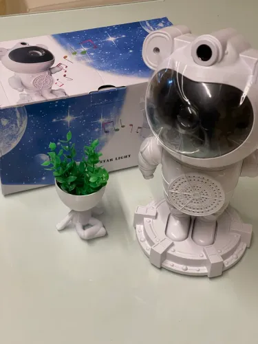 Projetor Astronauta Galáxia LED com Bluetooth, Controle Remoto e Luz Noturna