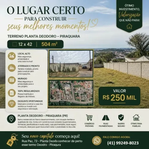 Planta Deodoro Piraquara - terreno 504 metros quadrados 