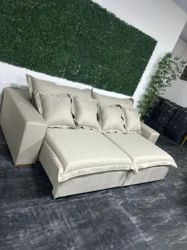 Sofá lazio 2,90m, espuma d-28soft, madeira, retrátil e reclinavel