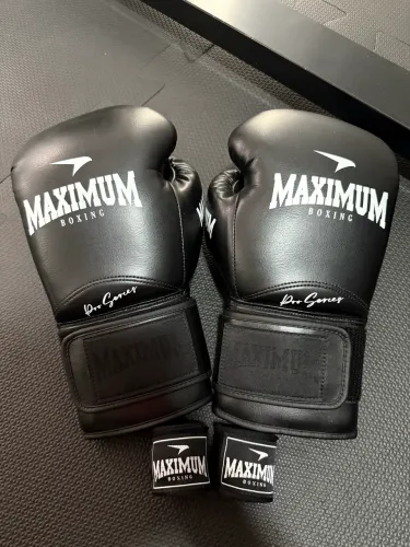 Luva Profissional Black Maximum Boxe Muay Thai - Pro Séries, Tamanho: 14oz