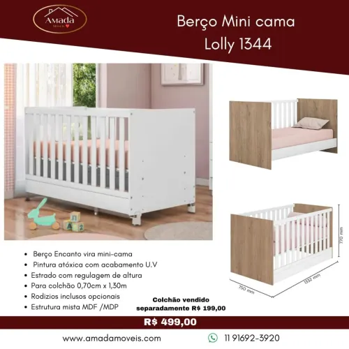 Berço Mini Cama Lolly 1344 - à pronta entrega