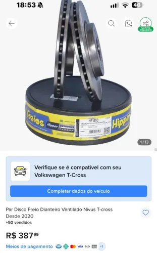 Vendo peças para TCross.
