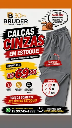 Calças em brim cinza 