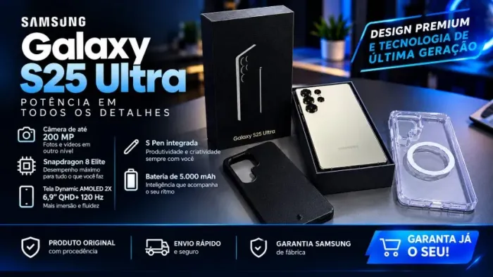 Celular Samsung Galaxy S25 Ultra 5g, 256gb, 12gb, Cinza Titanio