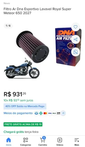 Filtro de Ar Esportivo DNA, Super Meteor 650