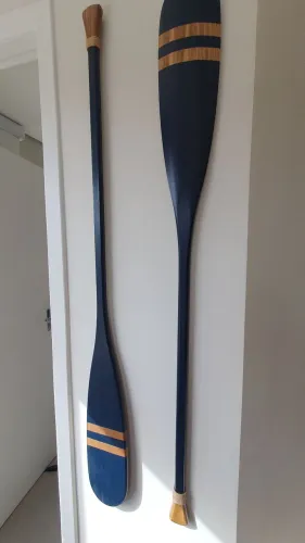 Par de Remos Decorativo Azul Escuro em Madeira de Parede 130 cm