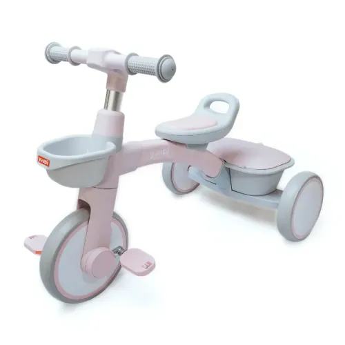 Triciclo Motoca Infantil Com Cestinho e Baú Rosa Yuupi