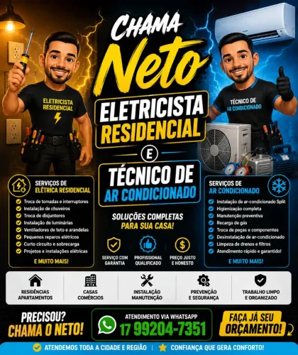 eletricista residencial e técnico de ar condicionado