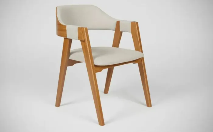 Kit 2 Cadeiras Jantar Laminada, madeira Tauari- linho Bege