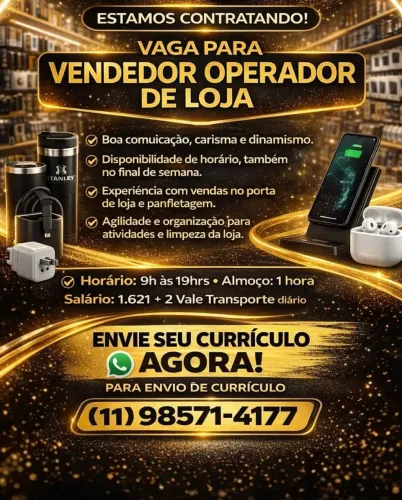 Vaga de vendedor e operador de loja