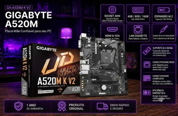 Placa Mãe Gigabyte A520m-k