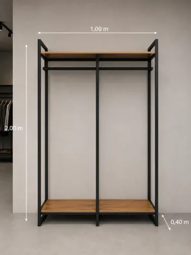 Arara Industrial 2 Andares com Prateleira - Loja de Roupas
