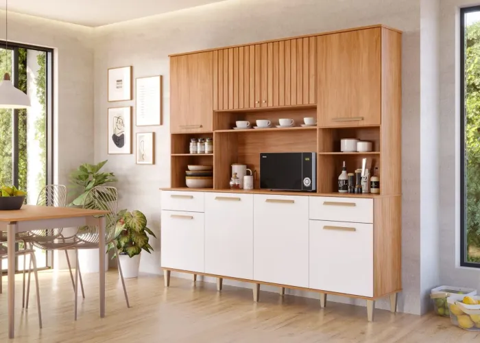 Kit de Cozinha 100%MDF 8 Portas 2 Gavetas 2.00m L665