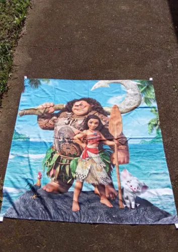 Painel Moana em Tecido 1,40x1,40m - Decoração Festa Infantil