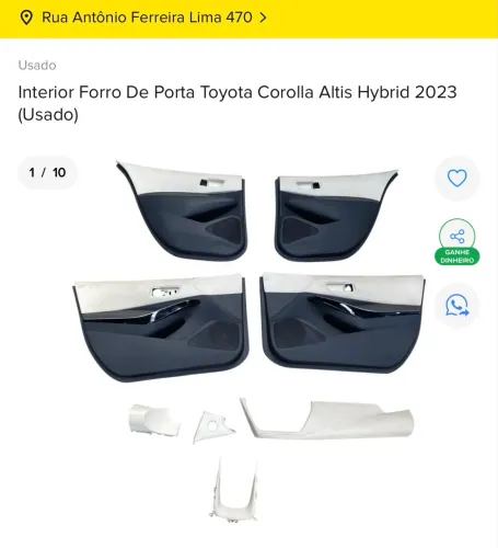 FORROS DE PORTAS + ACABAMENTOS TOYOTA COROLLA ALTIS PREMIUM 2023