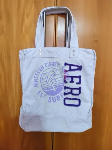 Bolsa de ombro em lona sarja branca Aeropostale original