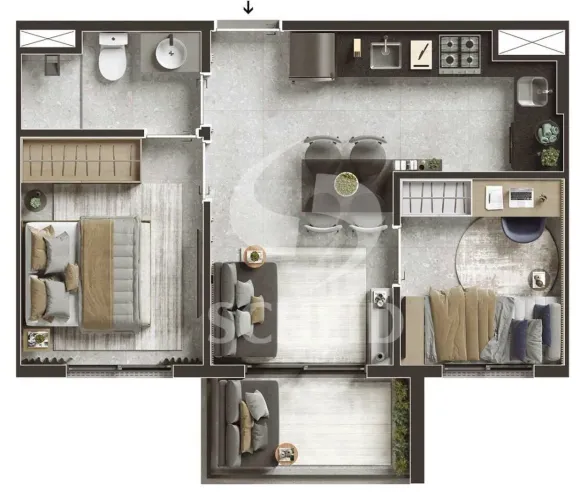 Apartamento a venda de 38,00m² útil, com 2 quartos e 1 vaga no Campo belo!