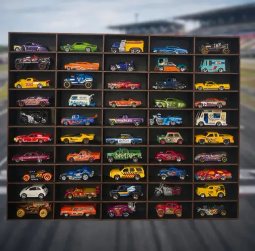 COLEÇÃO DE CARROS HOTWELLS COM EXPOSITOR GRÁTIS