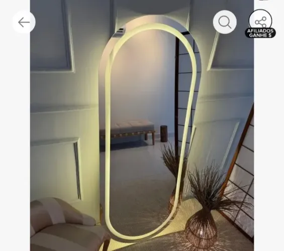 Espelho Oval 170cm Led Frontal Bivolt Quente 3000k Decorativos Polido Sala Luxo Closet Led
