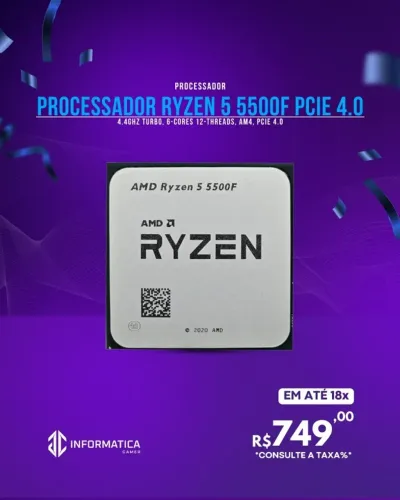 PROCESSADOR RYZEN 5 5500F PCIE 4.0