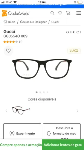 Armação Óculos Gucci