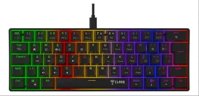 Teclado Mecânico Gamer 60% Clanm Night Walker V2 RGB Switch Red ABNT2