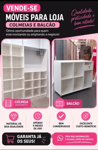 Móveis para Loja - Colmeia e Balcão Branco - Apenas 5 Meses de Uso