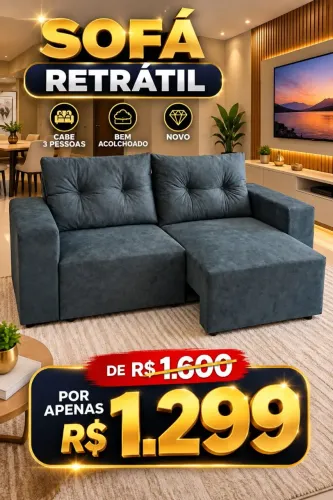 Promoção imperdível de 1600 por 1299 Sofá retrátil novo cabe 3 pessoas todo acolchoado 