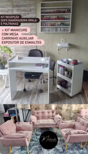 Kit namoradeira e poltronas + kit completo para salão manicure + FRETE GRÁTIS 