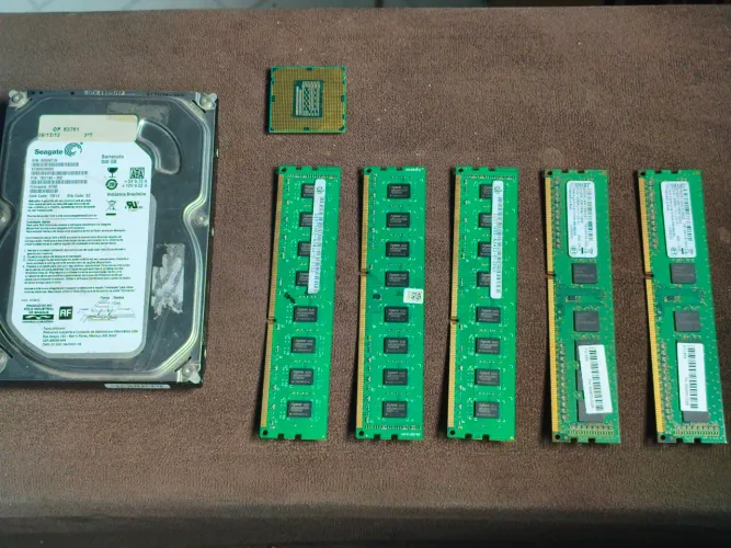 Kit processador intel core i7-2600 + lote com 5 memórias RAM DDR3 4GB + HD Segate 500G.