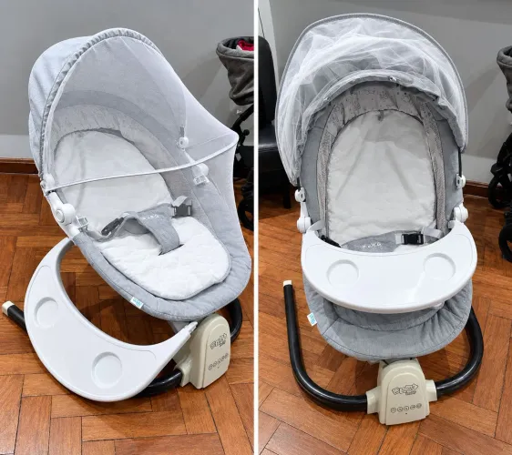 Cadeirinha de Balanço elétrico infantil com capota e bandeja 
