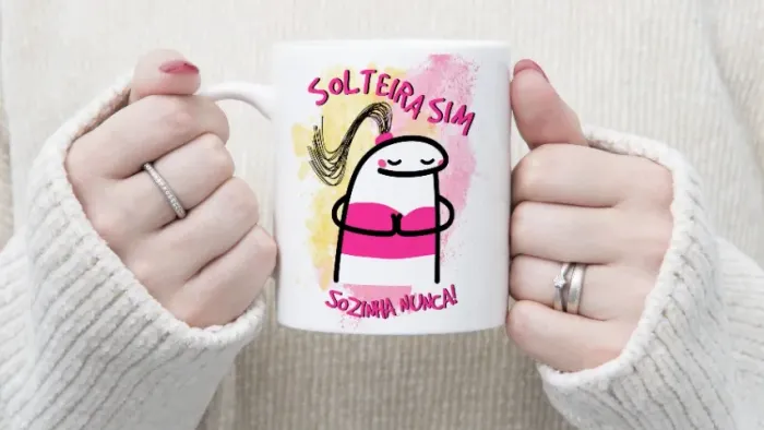 Caneca Porcelana Personalizada Flork Solterinha