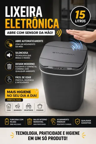 Lixeira Eletrônica 15 Litros com Sensor