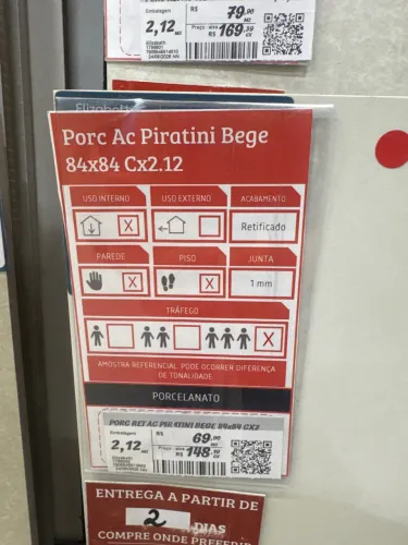 Porcelanato Elisabete Ac Piratine Bege 84x84