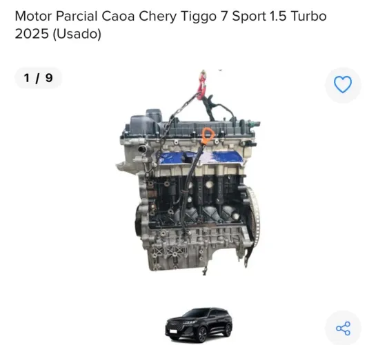 MOTOR PARCIAL CAOA CHERY TIGGO 7 SPORT 1.5 TURBO 2025 