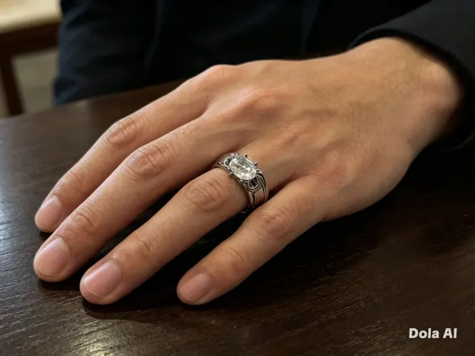 Anel masculino com a raríssima pedra phenakite, a pedra diamante. Consultar medidas.