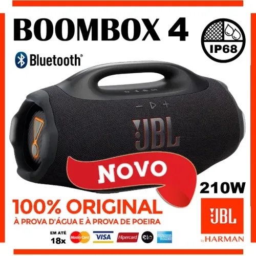 Caixa de Som JBL BoomBox 4 210W Bluetooth A Prova D?água, Nova, Caixa, NF e Garantia
