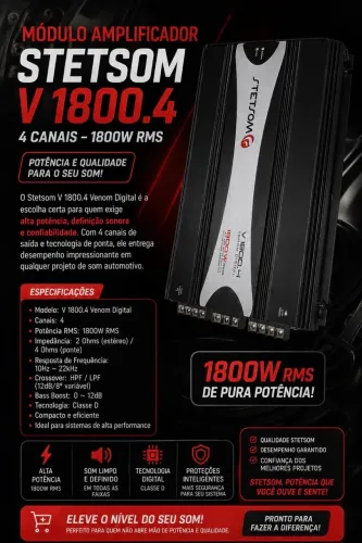 Módulo Amplificador Stetsom V1800