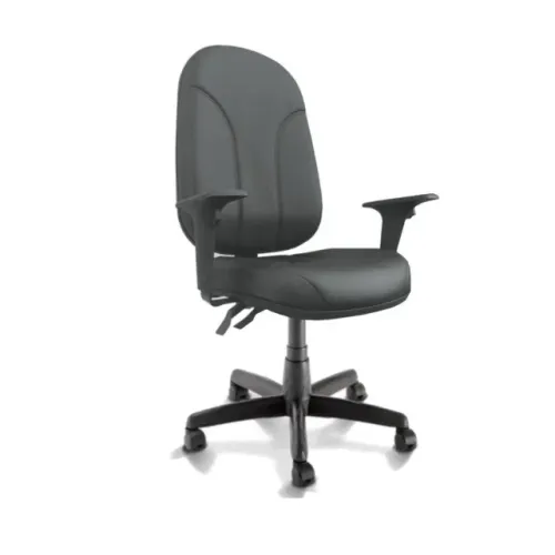 Cadeira Presidente PLUS Back System Baixa Costurada Braços Reguláveis Corino Preto 32974