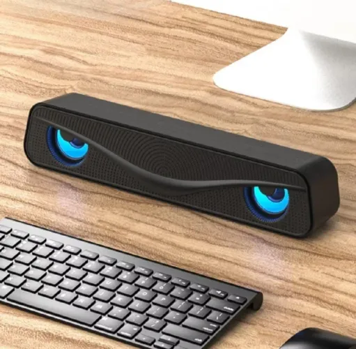 Caixa De Som Para Pc Subwoofer Soundbar LED RGB Tv Camputador Notebook