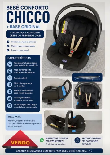 Bebê Conforto Chicco + Base Original - Excelente Estado