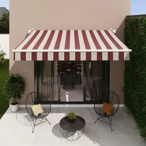 Toldo Retrátil Poliéster Manual Vermelho e Bege 3,00x2,00m Calima Naterial