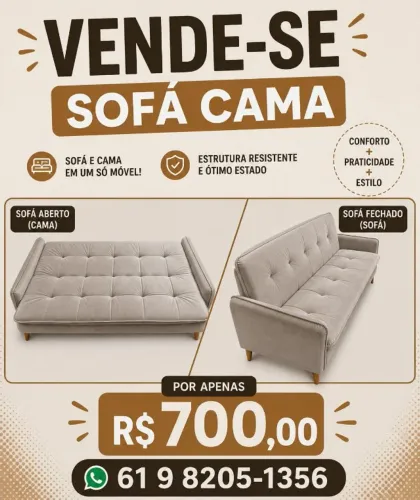 Sofa cama estofado reclinavel 3 lugares