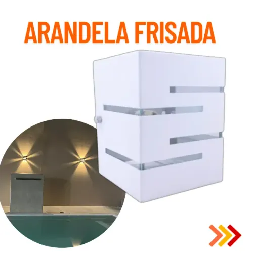 Arandela com 2 Focos E Frisos Laterais Branco - Externa Interna Aluminio e Vidro _ CS406