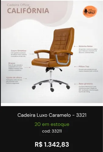 Cadeira Luxo Caramelo - 3321
