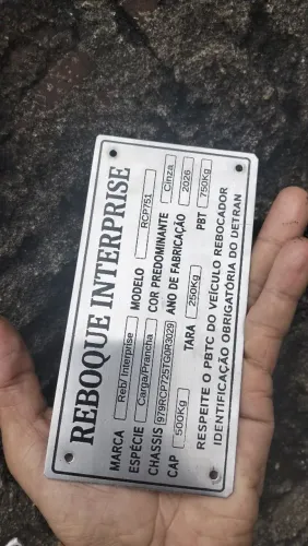 Etiqueta para Reboque e Carrocinha 