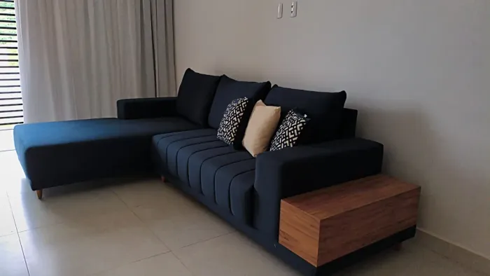 ? SOFÁ CHAISE - DESIGN MODERNO | AZUL MARINHO