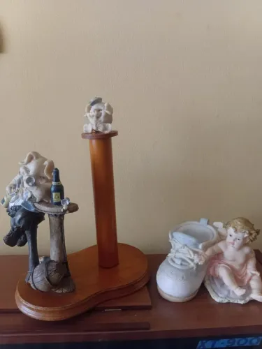 Porta rolo de papel de cozinha em porcelana e anjo para decoração 