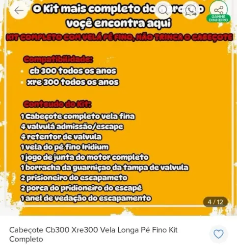 Peça cabeçote pra motos cb300 ou moto Xre